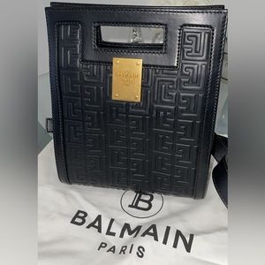Balmain 1945 Small Embossed Monogram Tote Bag